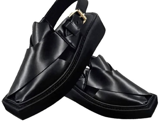 Peshawari Chappal – Black Formal